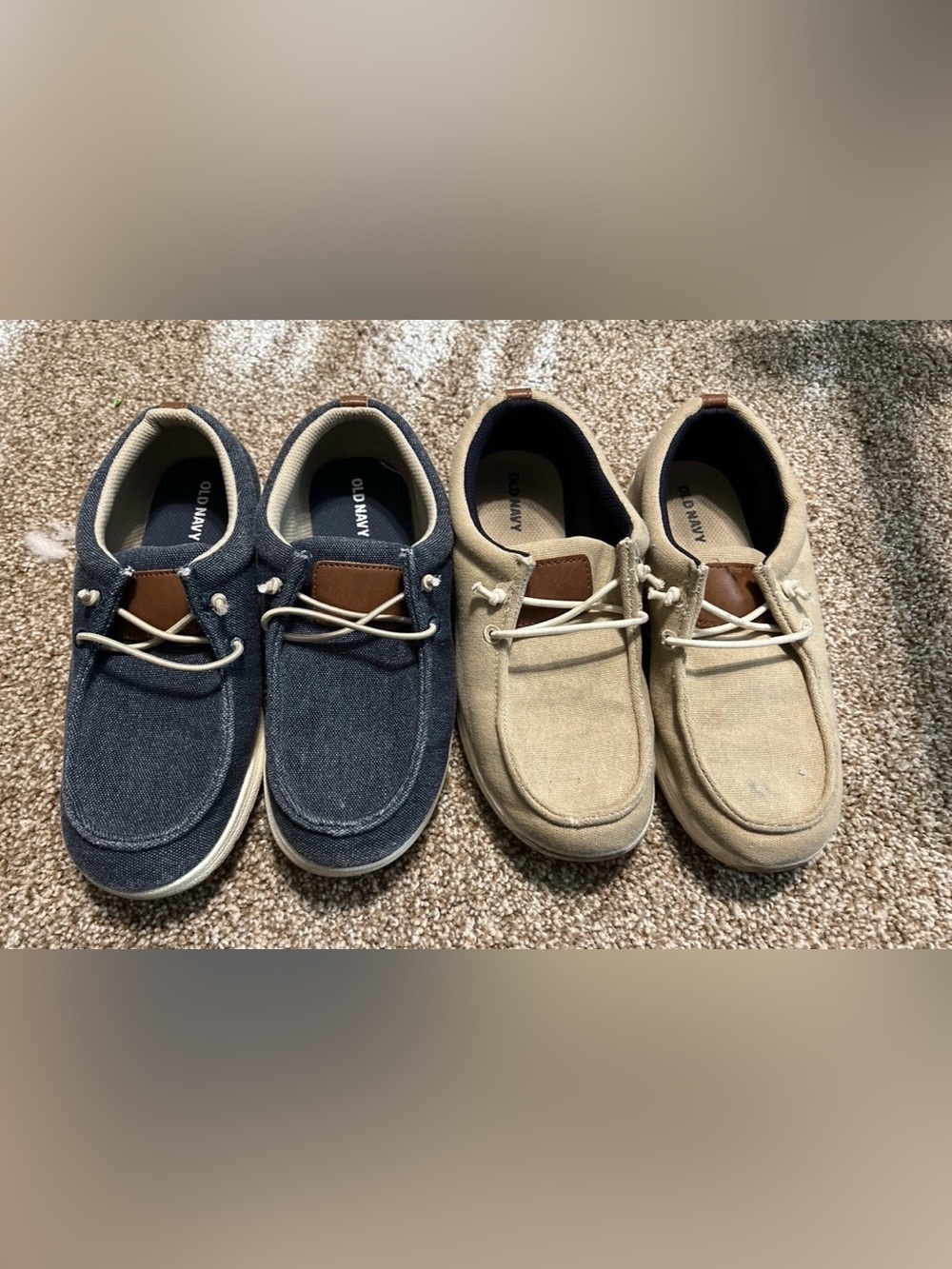 Old Navy Men's Canvas Boat Shoes in Navy and Tan